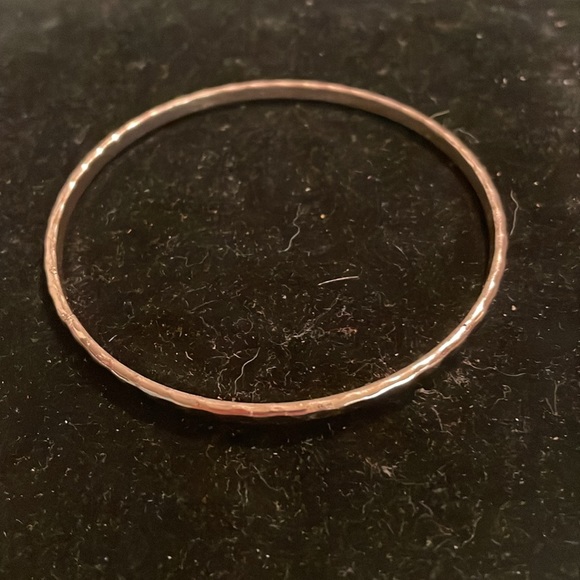 8” mixed metal hammered gold tone stackable bangle bracelet - Picture 2 of 10